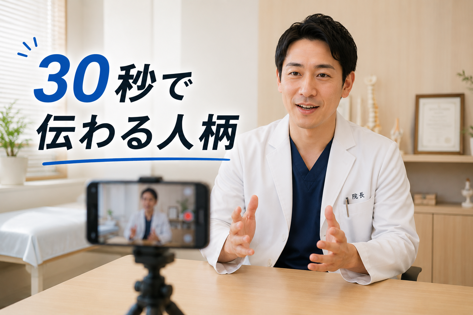 クリニック院長が診療方針を動画で紹介している様子